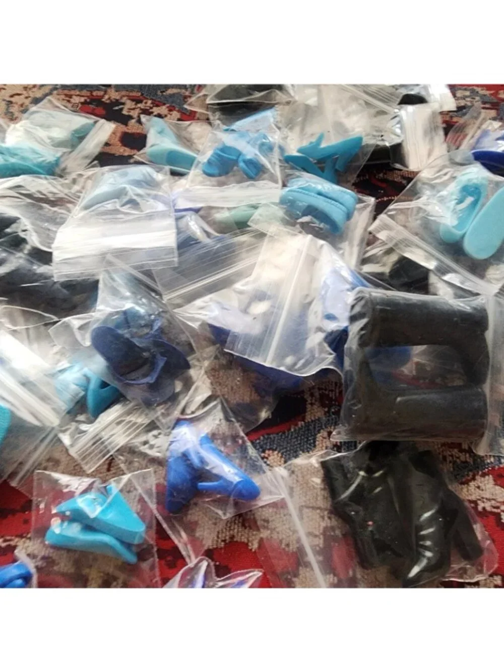 40 Pairs Barbie Doll Shoes Huge Lot - Mixed Blue & Black Fashion Heels Flats